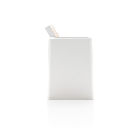 Ontario 10W Wireless Charger aus Bambus und RCS Kunststoff weiß bedrucken, Art.-Nr. P308.403