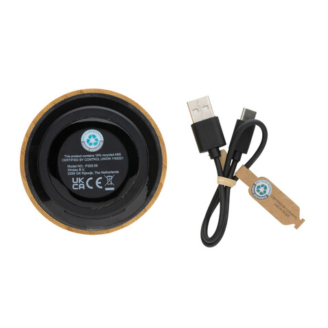 Kabelloser 3W-Lautsprecher aus RCS rKunststoff &amp; Bambus schwarz bedrucken, Art.-Nr. P329.591