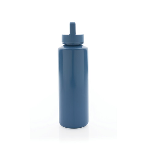 Wasserflasche mit Henkel aus RCS rPP blau bedrucken, Art.-Nr. P435.015