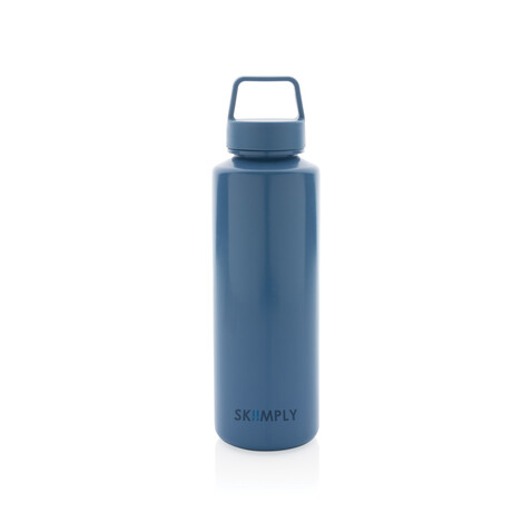 Wasserflasche mit Henkel aus RCS rPP blau bedrucken, Art.-Nr. P435.015