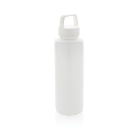 Wasserflasche mit Henkel aus RCS rPP weiß bedrucken, Art.-Nr. P435.013