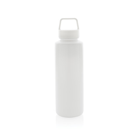 Wasserflasche mit Henkel aus RCS rPP weiß bedrucken, Art.-Nr. P435.013