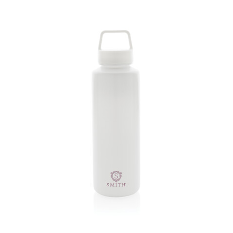 Wasserflasche mit Henkel aus RCS rPP weiß bedrucken, Art.-Nr. P435.013