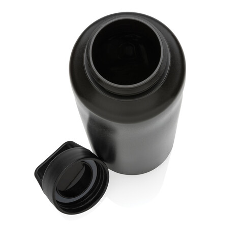 Wasserflasche mit Henkel aus RCS rPP schwarz bedrucken, Art.-Nr. P435.011