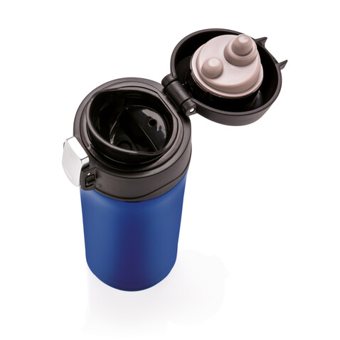 Easy-Lock Vakuum-Becher aus RCS recyceltem Stainless-Steel blau bedrucken, Art.-Nr. P435.065