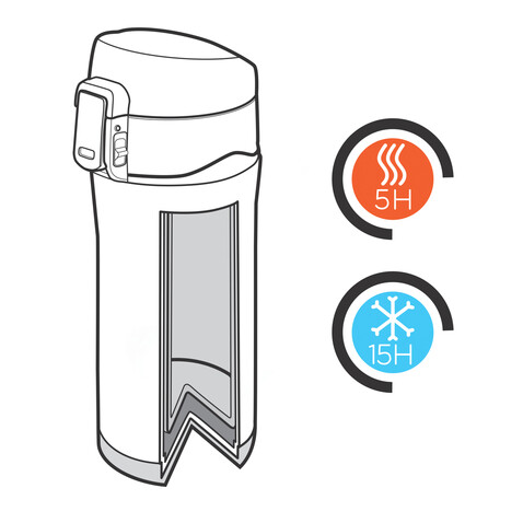 Easy-Lock Vakuum-Becher aus RCS recyceltem Stainless-Steel blau bedrucken, Art.-Nr. P435.065