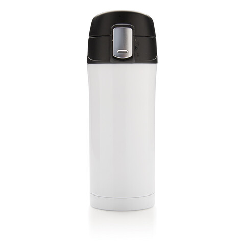Easy-Lock Vakuum-Becher aus RCS recyceltem Stainless-Steel weiß bedrucken, Art.-Nr. P435.063