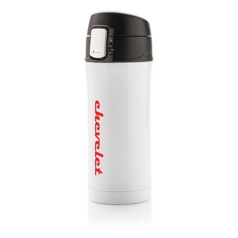 Easy-Lock Vakuum-Becher aus RCS recyceltem Stainless-Steel weiß bedrucken, Art.-Nr. P435.063