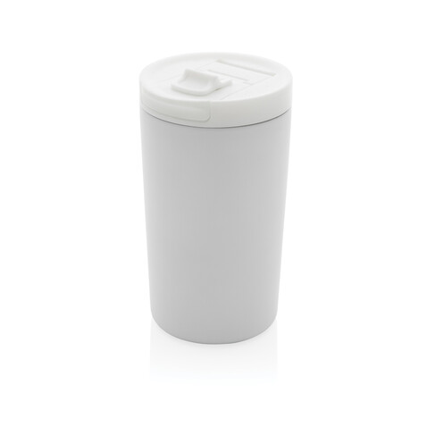 Doppelwandiger Vakuum-Becher aus RCS recyceltem SS weiß bedrucken, Art.-Nr. P435.093
