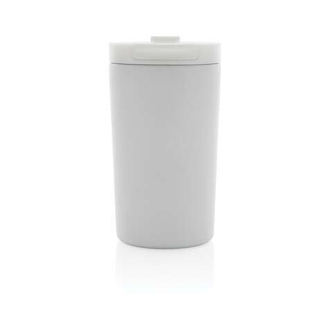 Doppelwandiger Vakuum-Becher aus RCS recyceltem SS weiß bedrucken, Art.-Nr. P435.093