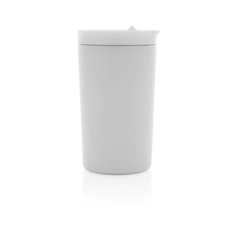 Doppelwandiger Vakuum-Becher aus RCS recyceltem SS weiß bedrucken, Art.-Nr. P435.093