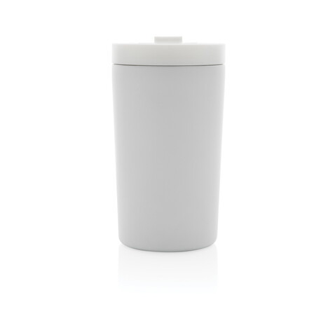 Doppelwandiger Vakuum-Becher aus RCS recyceltem SS weiß bedrucken, Art.-Nr. P435.093