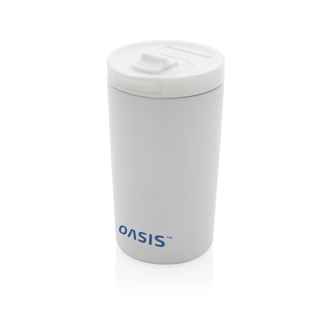 Doppelwandiger Vakuum-Becher aus RCS recyceltem SS weiß bedrucken, Art.-Nr. P435.093