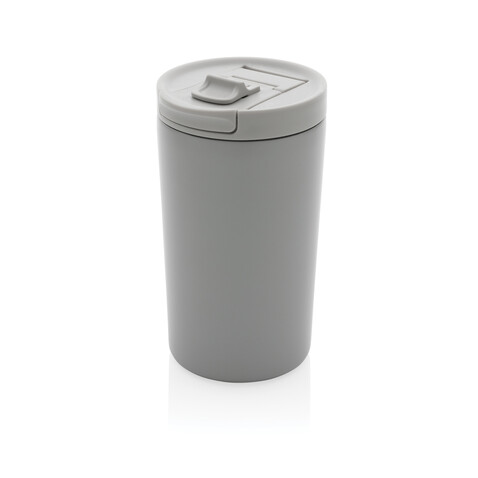 Doppelwandiger Vakuum-Becher aus RCS recyceltem SS grau bedrucken, Art.-Nr. P435.092