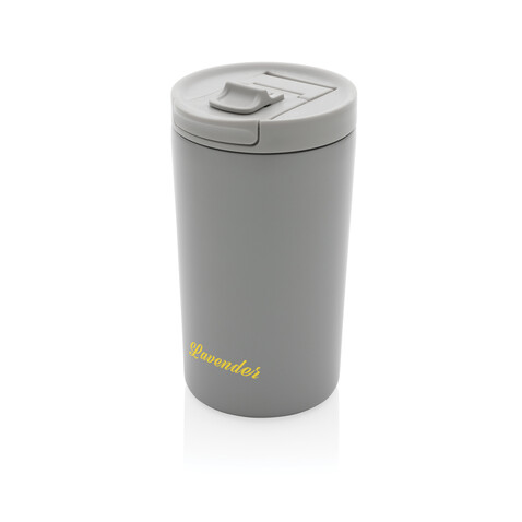 Doppelwandiger Vakuum-Becher aus RCS recyceltem SS grau bedrucken, Art.-Nr. P435.092