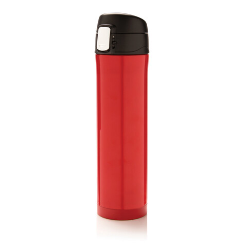 Easy Lock Vakuum-Flasche aus RCS recyceltem Stahl rot bedrucken, Art.-Nr. P435.504