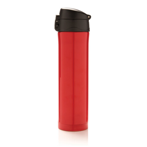 Easy Lock Vakuum-Flasche aus RCS recyceltem Stahl rot bedrucken, Art.-Nr. P435.504