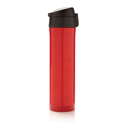 Easy Lock Vakuum-Flasche aus RCS recyceltem Stahl rot bedrucken, Art.-Nr. P435.504