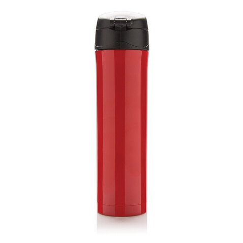 Easy Lock Vakuum-Flasche aus RCS recyceltem Stahl rot bedrucken, Art.-Nr. P435.504