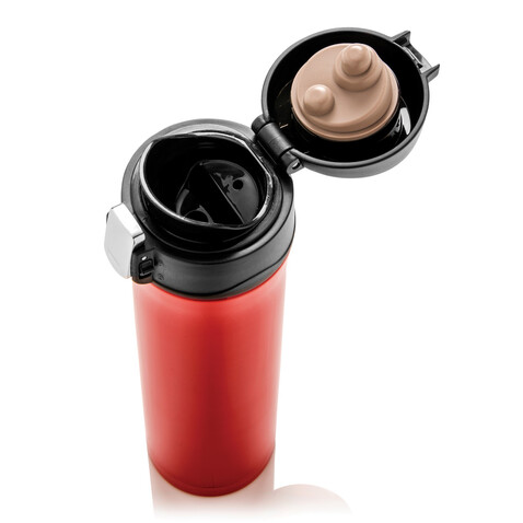Easy Lock Vakuum-Flasche aus RCS recyceltem Stahl rot bedrucken, Art.-Nr. P435.504
