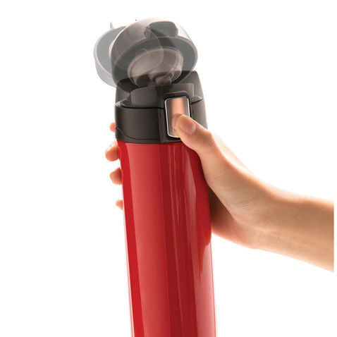 Easy Lock Vakuum-Flasche aus RCS recyceltem Stahl rot bedrucken, Art.-Nr. P435.504