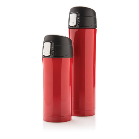 Easy Lock Vakuum-Flasche aus RCS recyceltem Stahl rot bedrucken, Art.-Nr. P435.504