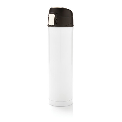 Easy Lock Vakuum-Flasche aus RCS recyceltem Stahl weiß bedrucken, Art.-Nr. P435.503