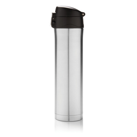 Easy Lock Vakuum-Flasche aus RCS recyceltem Stahl silber bedrucken, Art.-Nr. P435.502