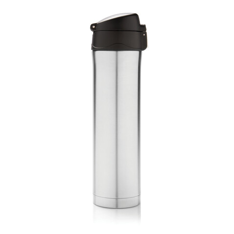 Easy Lock Vakuum-Flasche aus RCS recyceltem Stahl silber bedrucken, Art.-Nr. P435.502