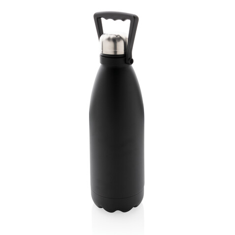 Große Vakuumflasche aus RCS recyceltem Stainless-Steel 1,5L schwarz bedrucken, Art.-Nr. P435.511