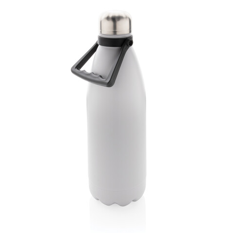 Große Vakuumflasche aus RCS recyceltem Stainless-Steel 1,5L weiß bedrucken, Art.-Nr. P435.513