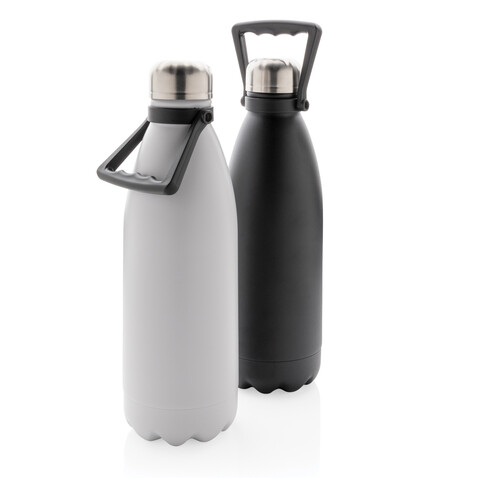 Große Vakuumflasche aus RCS recyceltem Stainless-Steel 1,5L weiß bedrucken, Art.-Nr. P435.513