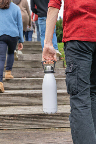 Große Vakuumflasche aus RCS recyceltem Stainless-Steel 1,5L weiß bedrucken, Art.-Nr. P435.513