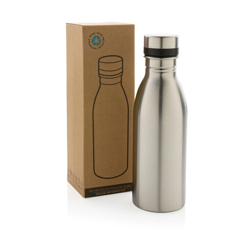 Deluxe Wasserflasche aus RCS recyceltem Stainless-Steel silber bedrucken, Art.-Nr. P435.712