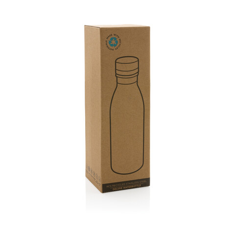 Deluxe Wasserflasche aus RCS recyceltem Stainless-Steel silber bedrucken, Art.-Nr. P435.712