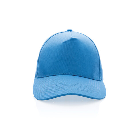 Impact 5 Panel Kappe aus 280gr rCotton mit AWARE™ Tracer tranquil blue bedrucken, Art.-Nr. P453.475