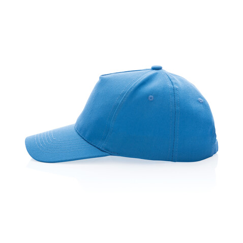 Impact 5 Panel Kappe aus 280gr rCotton mit AWARE™ Tracer tranquil blue bedrucken, Art.-Nr. P453.475