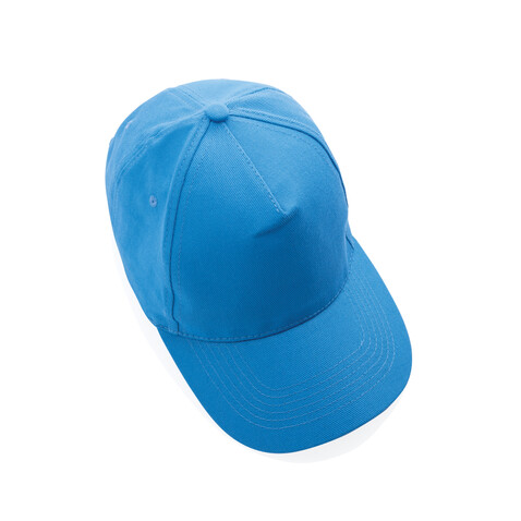 Impact 5 Panel Kappe aus 280gr rCotton mit AWARE™ Tracer tranquil blue bedrucken, Art.-Nr. P453.475