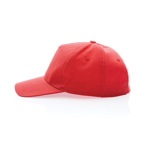 Impact 5 Panel Kappe aus 280gr rCotton mit AWARE™ Tracer luscious red bedrucken, Art.-Nr. P453.474