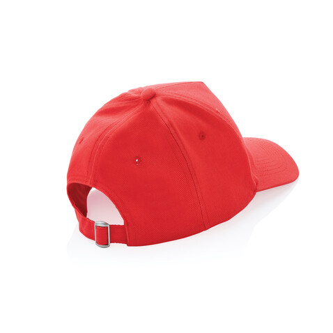 Impact 5 Panel Kappe aus 280gr rCotton mit AWARE™ Tracer luscious red bedrucken, Art.-Nr. P453.474