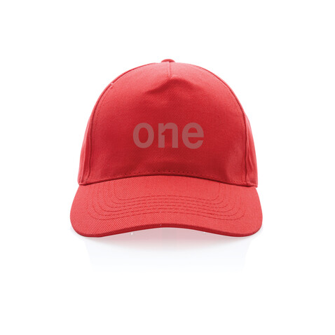 Impact 5 Panel Kappe aus 280gr rCotton mit AWARE™ Tracer luscious red bedrucken, Art.-Nr. P453.474