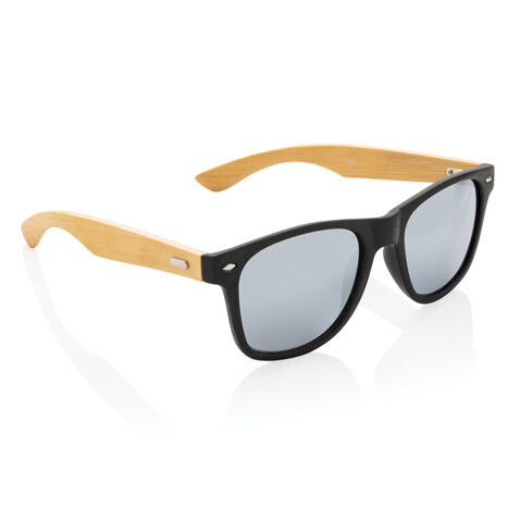 Sonnenbrille aus Bambus und RCS recyceltem Kunststoff schwarz bedrucken, Art.-Nr. P453.971