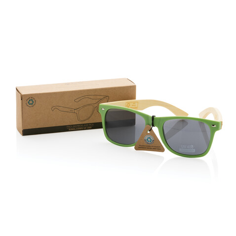 Sonnenbrille aus Bambus und RCS recyceltem Kunststoff grün bedrucken, Art.-Nr. P453.977