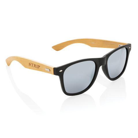 Sonnenbrille aus Bambus und RCS recyceltem Kunststoff schwarz bedrucken, Art.-Nr. P453.971