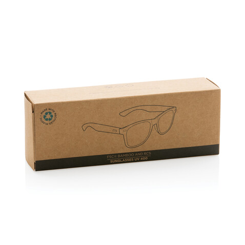 Sonnenbrille aus Bambus und RCS recyceltem Kunststoff schwarz bedrucken, Art.-Nr. P453.971
