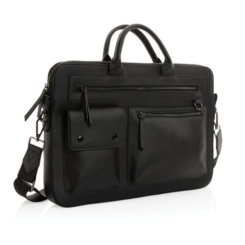 Swiss Peak 14&quot; Laptoptasche aus GRS recyceltem PU schwarz bedrucken, Art.-Nr. P732.191