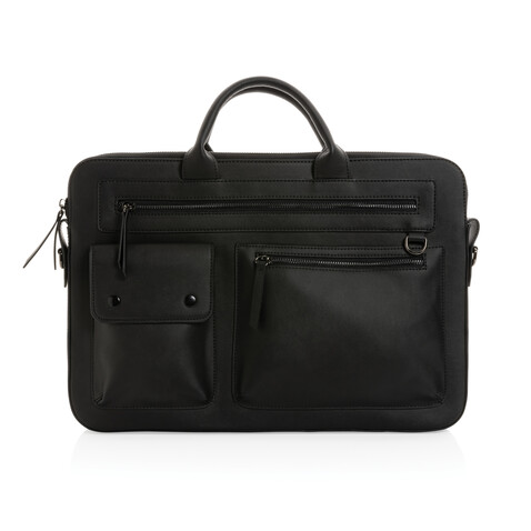 Swiss Peak 14&quot; Laptoptasche aus GRS recyceltem PU schwarz bedrucken, Art.-Nr. P732.191