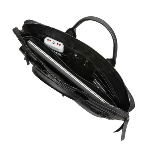 Swiss Peak 14&quot; Laptoptasche aus GRS recyceltem PU schwarz bedrucken, Art.-Nr. P732.191