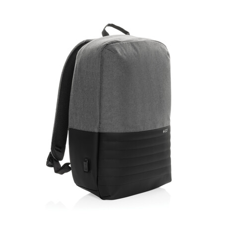 Swiss Peak AWARE™ Anti-Theft-RFID 15.6&quot;-Laptop-Rucksack grau bedrucken, Art.-Nr. P763.132