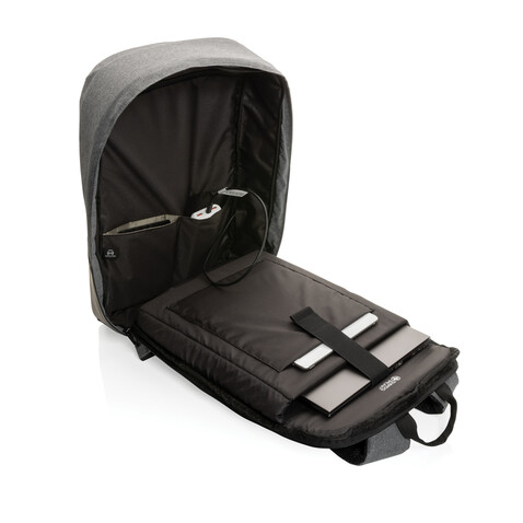 Swiss Peak AWARE™ Anti-Theft-RFID 15.6&quot;-Laptop-Rucksack grau bedrucken, Art.-Nr. P763.132